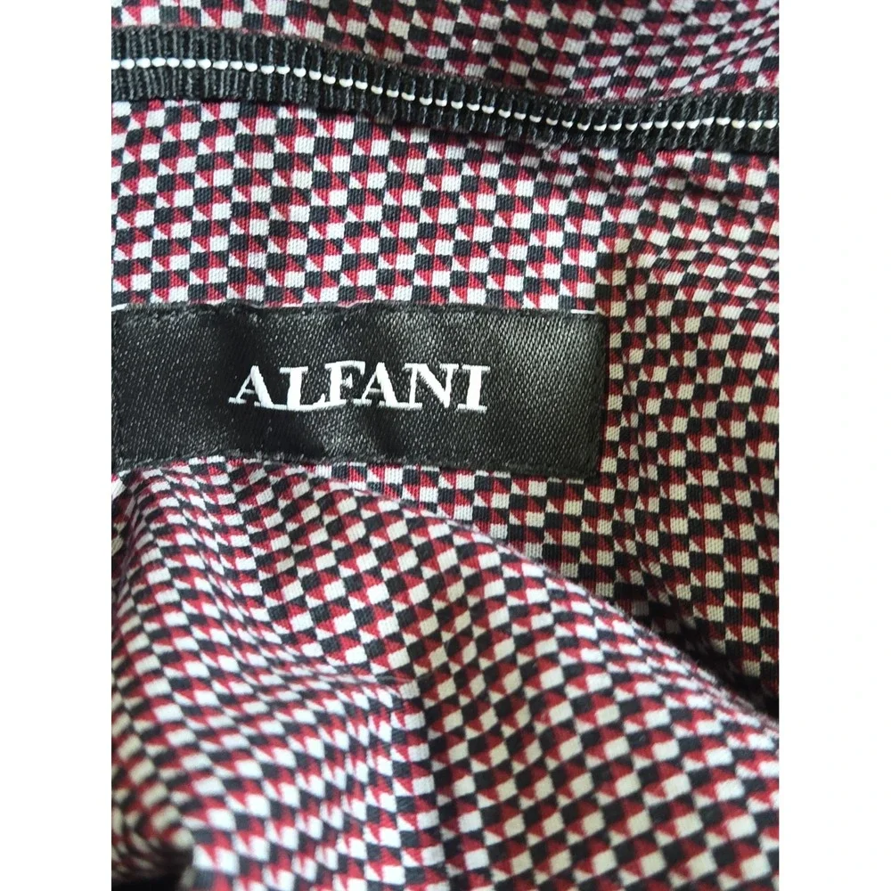 Alfani Shirt Mens XXL Red Black Geometric Micro Grid Check 100% Cotton Button Up